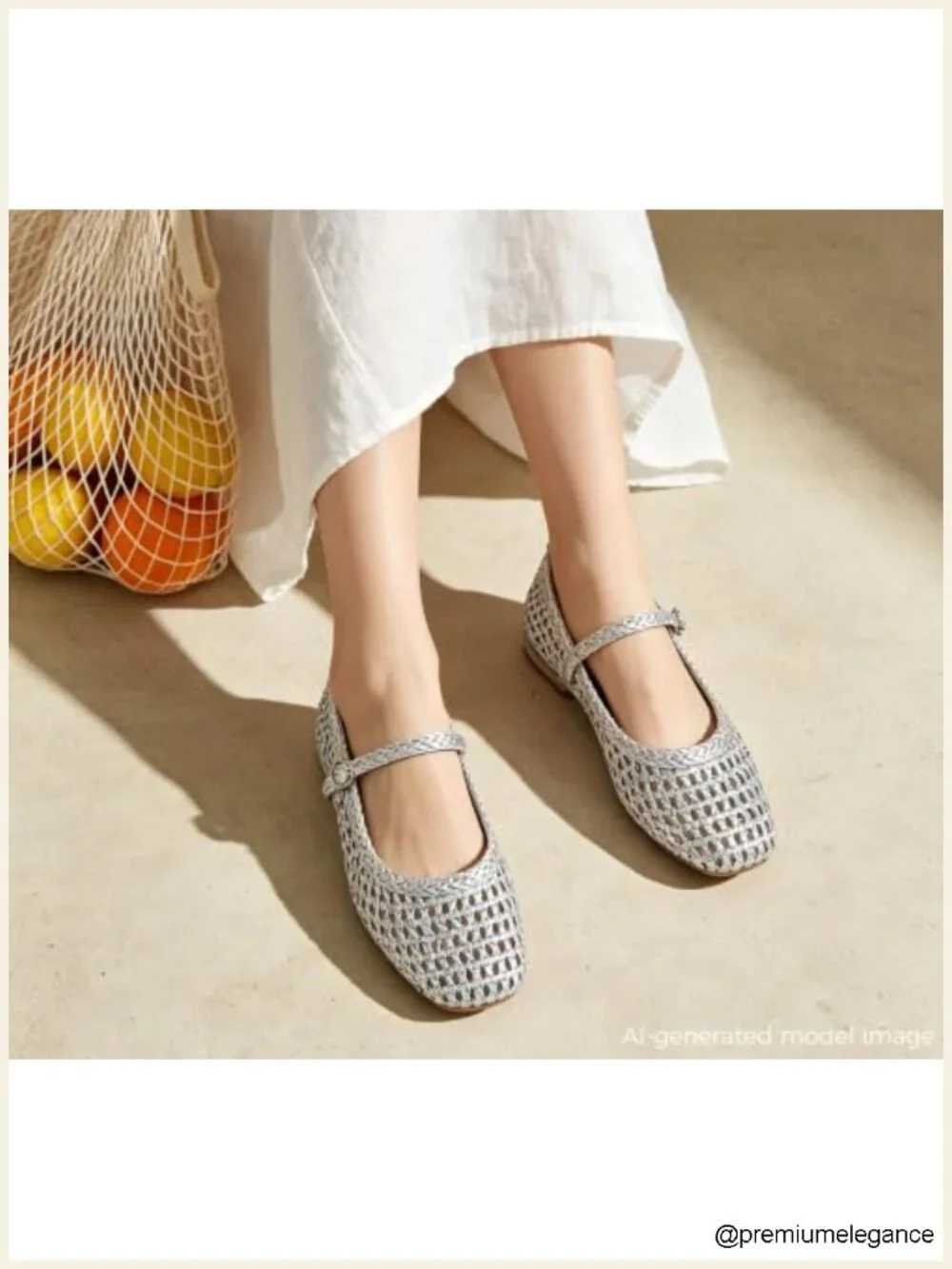Mesh Woven Ballet Flats - Breathable Round Toe Mary Jane with Buckle Strap